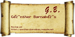 Günther Barnabás névjegykártya