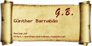 Günther Barnabás névjegykártya